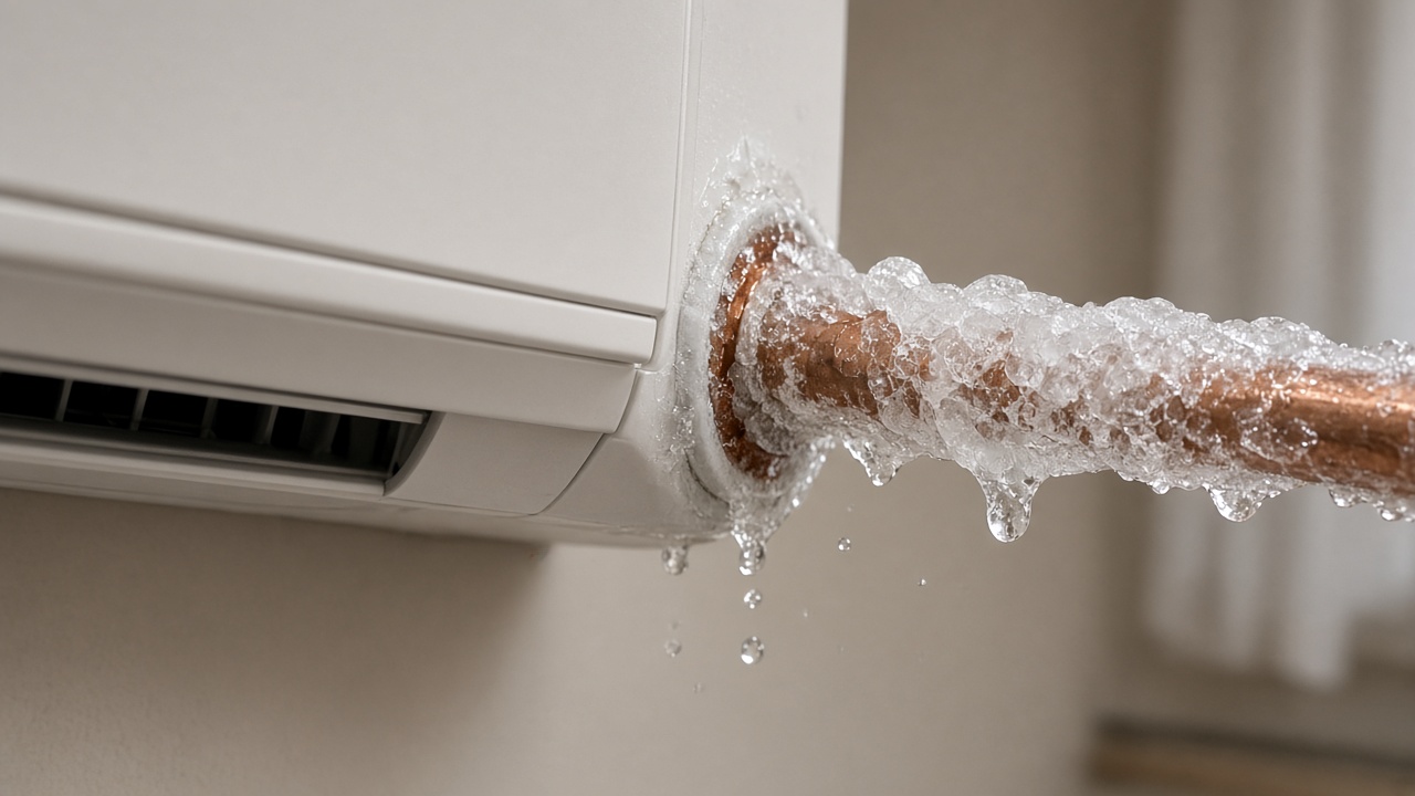 Ice on the suction line of a split air conditioner