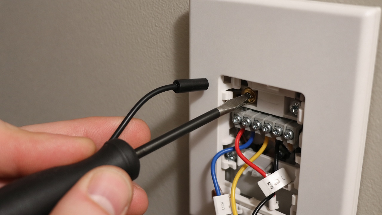 Temperature sensor wire being reseated at a thermostat